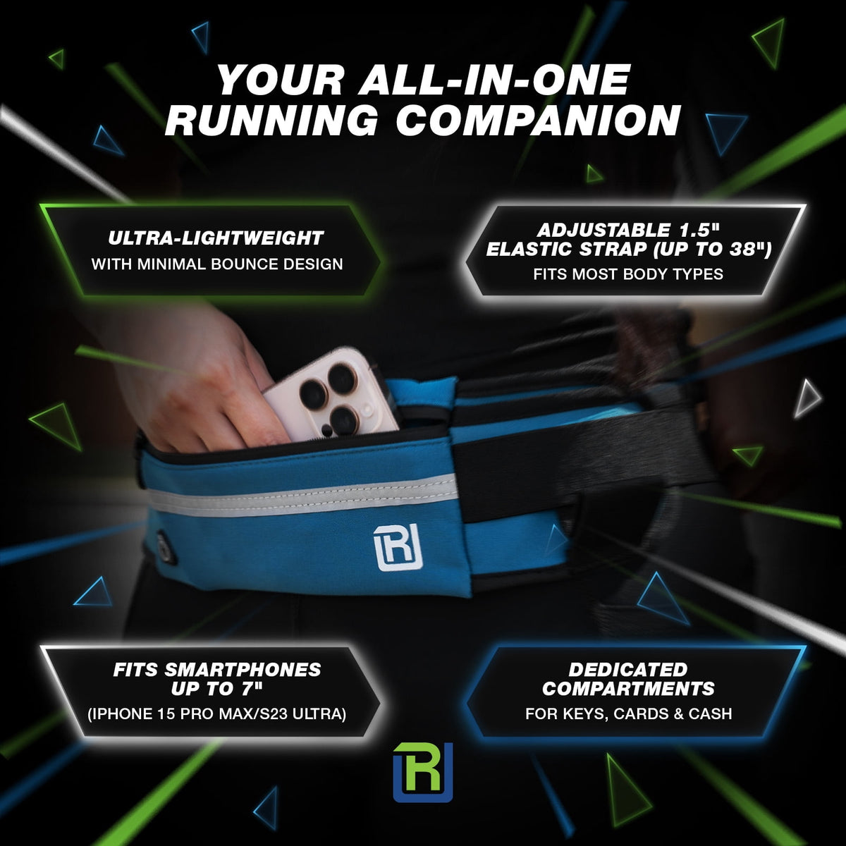 RunUnited Waist Pack for Running, Hiking & Gym - Waterproof Running Accessory w/ Phone Holder & Reflective Stripe, Color: Yellow
