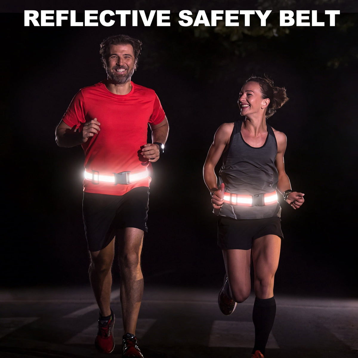 Uxcell Reflective Safety Belt, Adjustable High Visibility Glow Belt Outdoor Running Gear Accessories Fit For (Running/Walking/Cycling), 43.3 x 1.6" & 2 Pcs & Bright Red