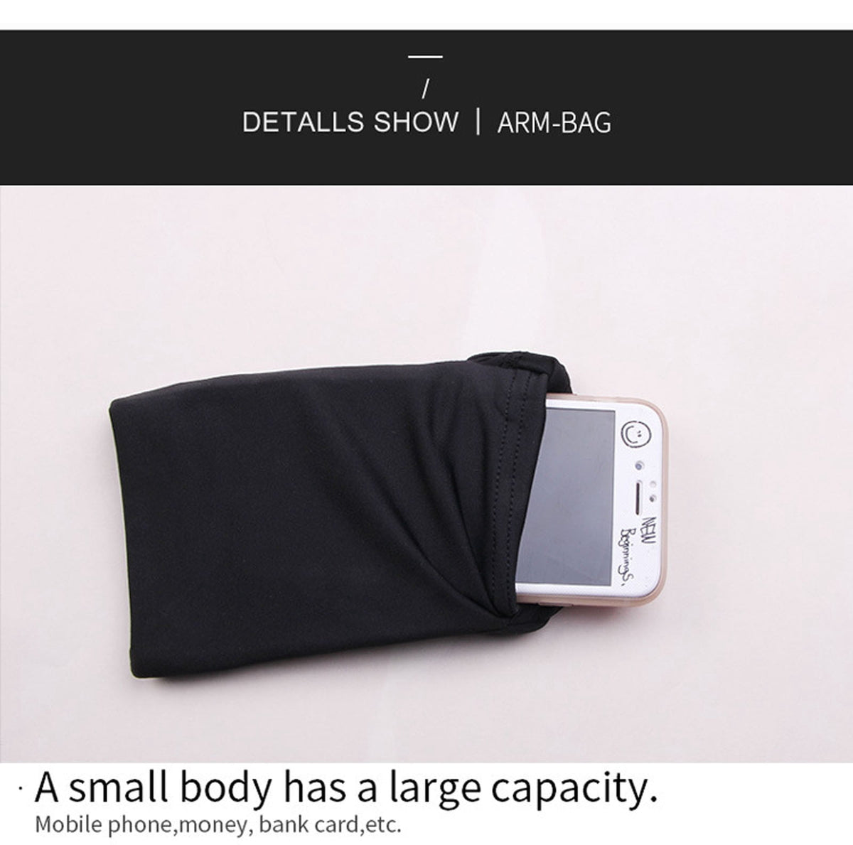 Summercome Phone Armband, Sports Running Armband for Women & Men, Lightweight & Comfortable Arm Band Strap, Running Phone Holder Pouch Sleeve, Ideal for Exercise Workout for All Cellphone, Black