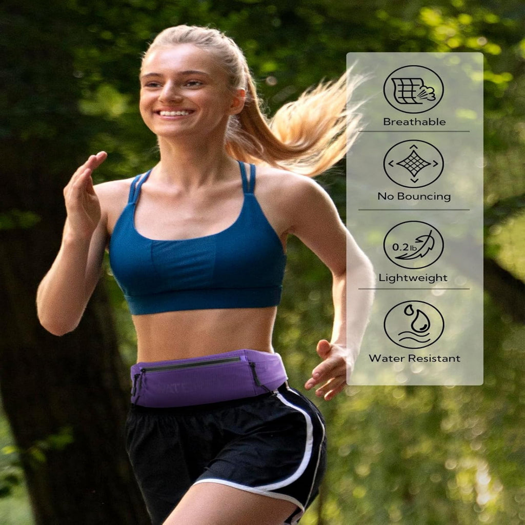 WATERFLY Unisex Adjustable Sports Jogging Fitness Nylon Running Waist Belt Band,Black
