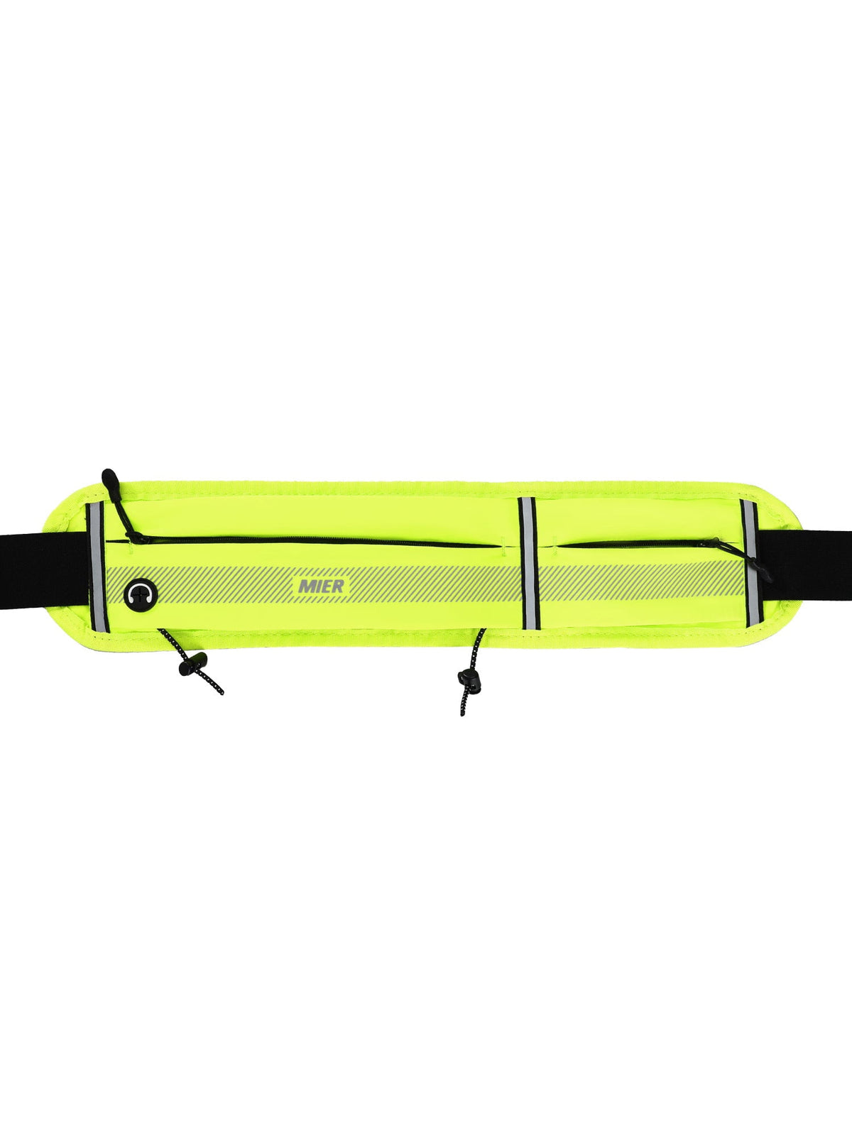 MIER Running Belt Slim Waist Pack with Bib Clips Adjustable Elastic Phone Holder for Fitness Marathon Daily Travel Black