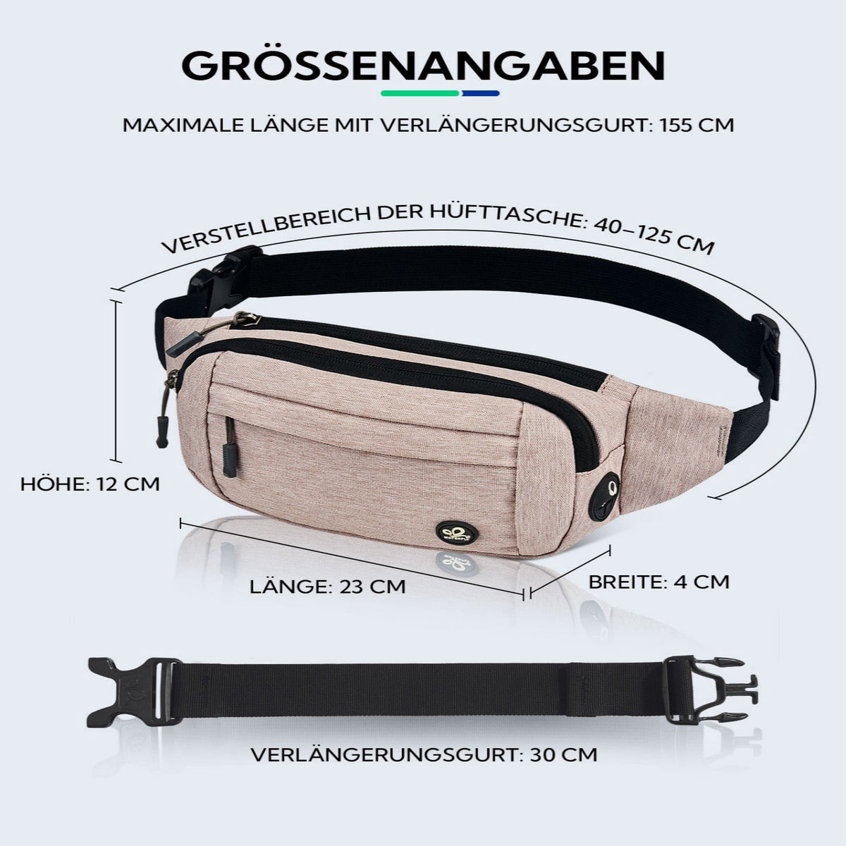 WATERFLY Unisex Lightweight Running Hiking Jogging Nylon Fanny Pack Waist Bag-Dark Blue