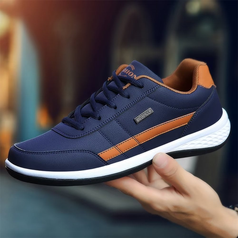 Dumajo Mens Shoes Fashion Running Sneaker Casual Leather Sport Shoes Breathable Comfortable Walking Shoes
