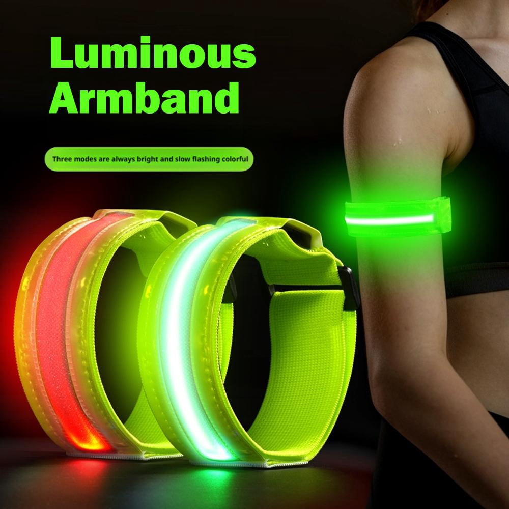 Rechargeable LED Armband 2-Pack, Running Lights for Runners, Light Up Arm Bands for Walking Running, Reflective Running Gear for Night Safety,6 Colors & 3 Modes & Adjustable Wristbands
