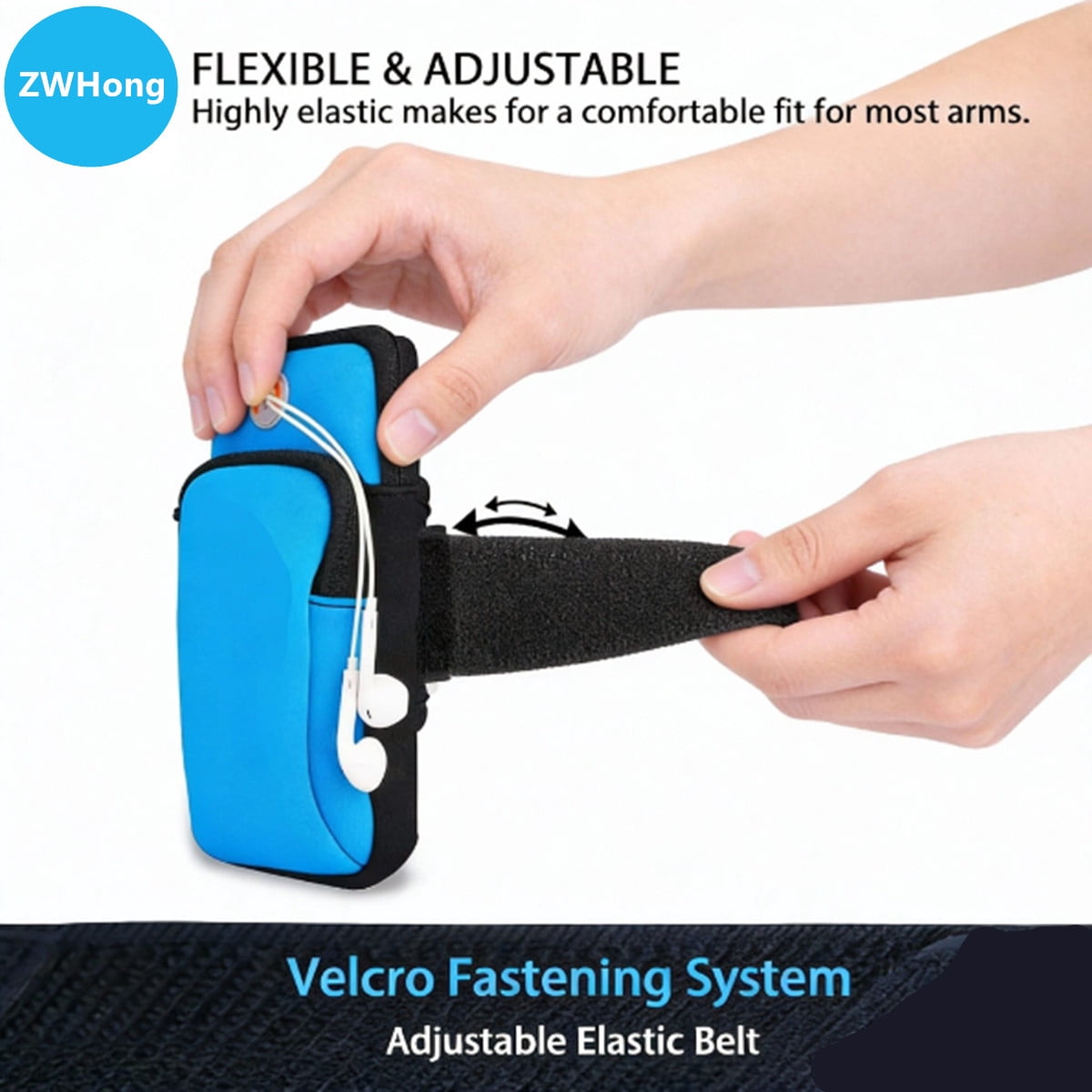 ZWHong Running Phone Holder, Universal Phone Armband for iPhone & Samsung, Workout Phone Holder with Arm Band, Secure Running Armband for Men & Women, Gym Exercise Phone Sleeve（black）
