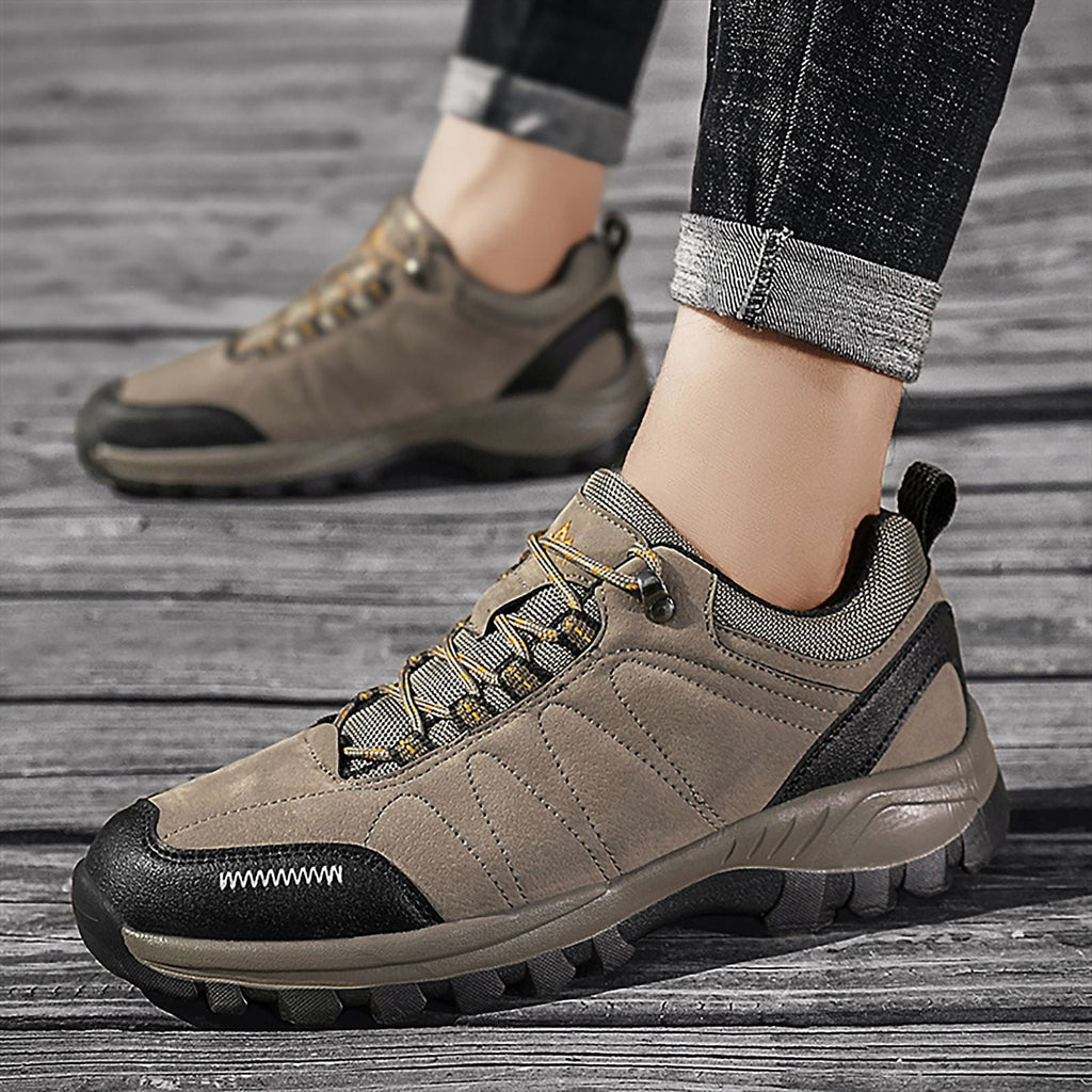 HOBIBEAR Mens Sneakers Leather Running Shoes Trainers Sneaker Casual Hiking Shoes