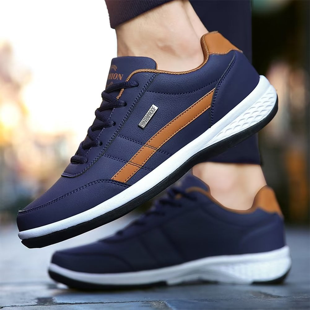 Dumajo Mens Shoes Fashion Running Sneaker Casual Leather Sport Shoes Breathable Comfortable Walking Shoes