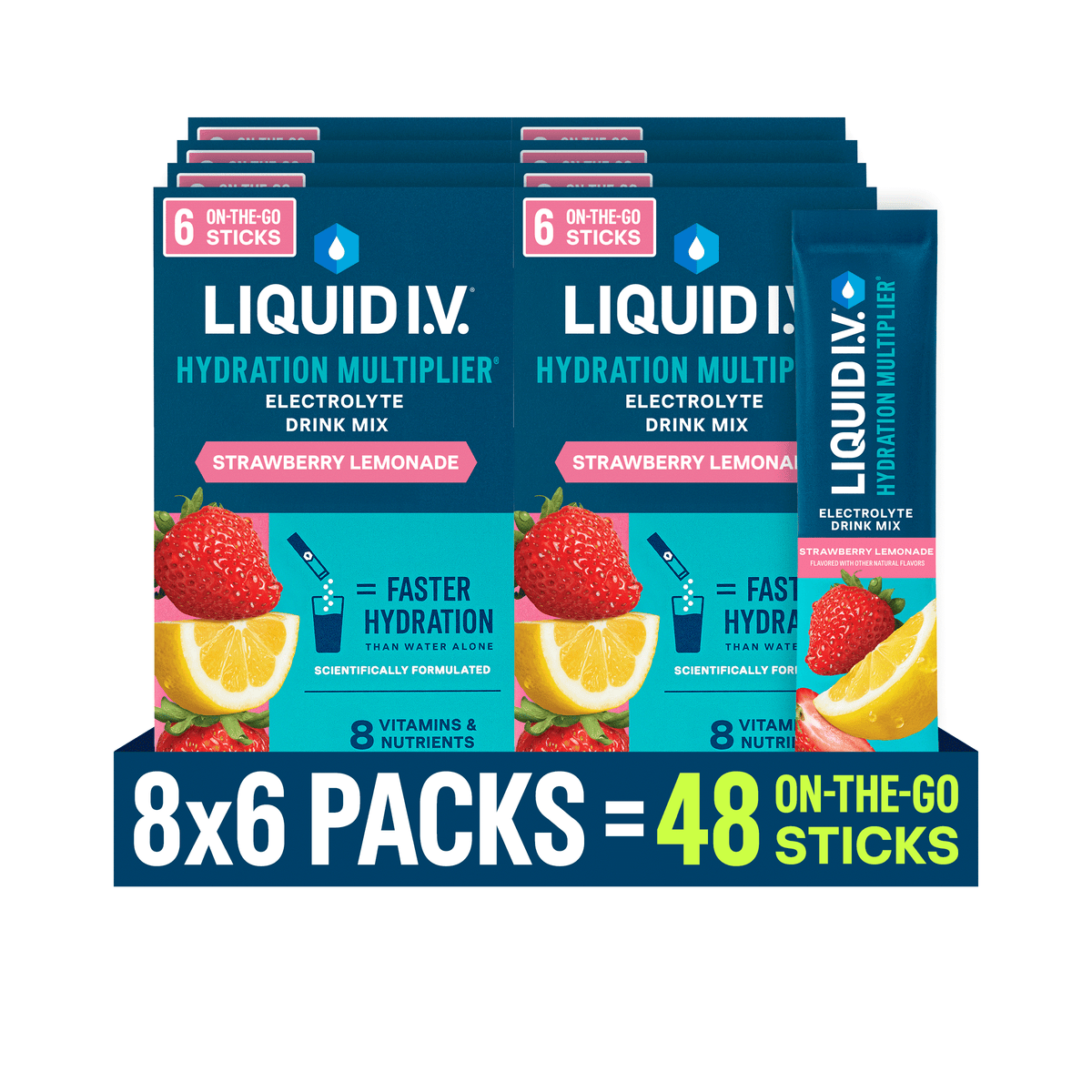 Liquid I.V.® Strawberry Hydration Multiplier® Powdered Electrolyte Drink Mix, 6 Count Packets