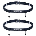 AONIJIE 2Pcs Triathlon Running Race Number Belt Adjustable Bib Holder with 6 Energy Gel Loops, Black