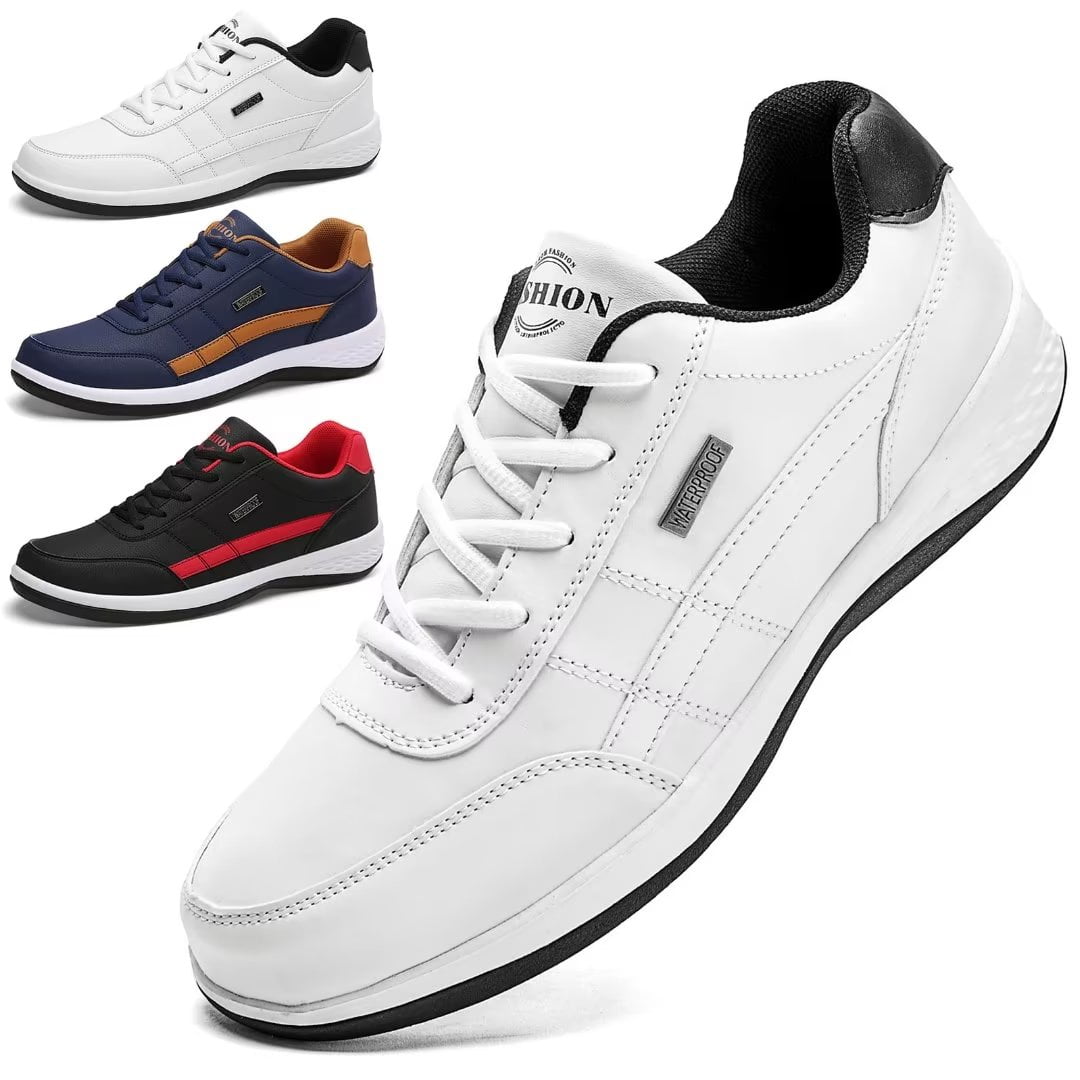 Dumajo Mens Shoes Fashion Running Sneaker Casual Leather Sport Shoes Breathable Comfortable Walking Shoes