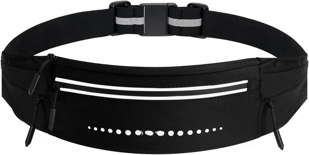 Lightweight Running Belt, Water-Resistant Pack for Women & Men, 4-Zone Organization Fits Up to 7" Phone, Reflective Strips Design for , Jogging, Hiking, Commuting