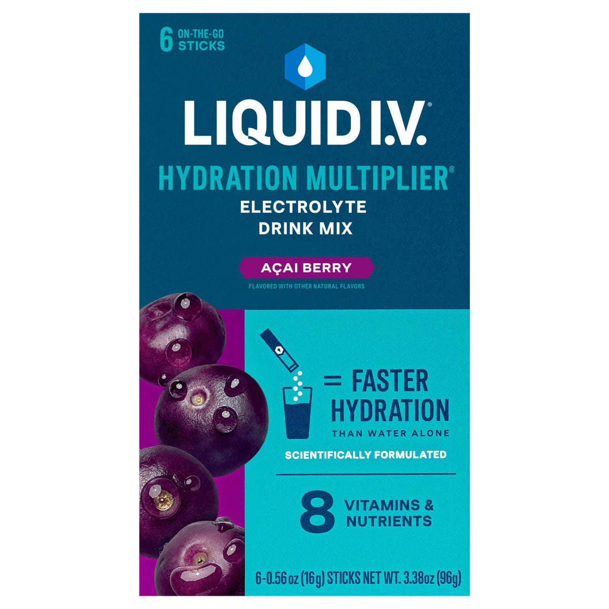 Liquid I.V.® Strawberry Hydration Multiplier® Powdered Electrolyte Drink Mix, 6 Count Packets