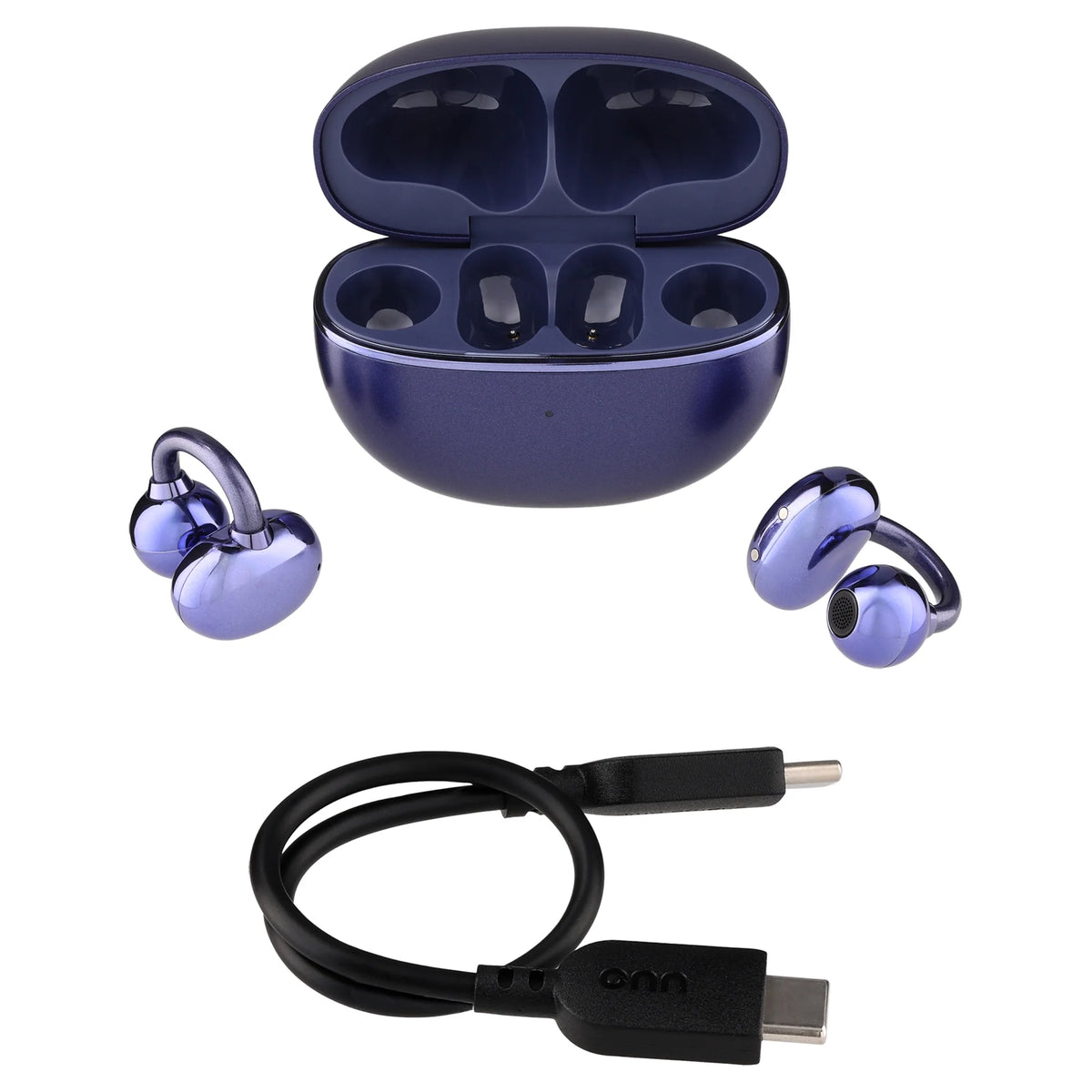 onn Nebulode Pro Open-Clip Wireless Earbuds, Blue