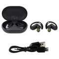 onn Wireless Sport Earbuds with Comfort Grip Ear Hooks, Black