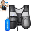 PORTHOLIC Running Vest for Women Men with 500ml/17oz Water Bottle |Adjustable Hydration Vest|Reflective |Lightweight |6 Pockets |Breathablefor Running Accessories for Hiking Running (Black,Large)