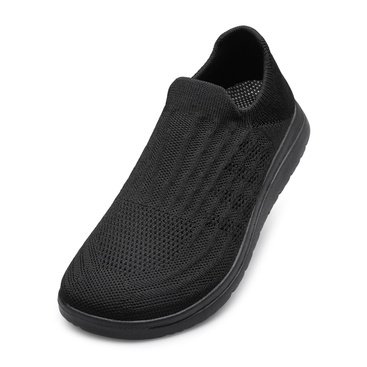Unisex Sock Walking Shoes Wide Toe Box Slip-on Mens Running Shoe Womens Lightweight Casual Fashion Sneakers Black 8Women/6Men