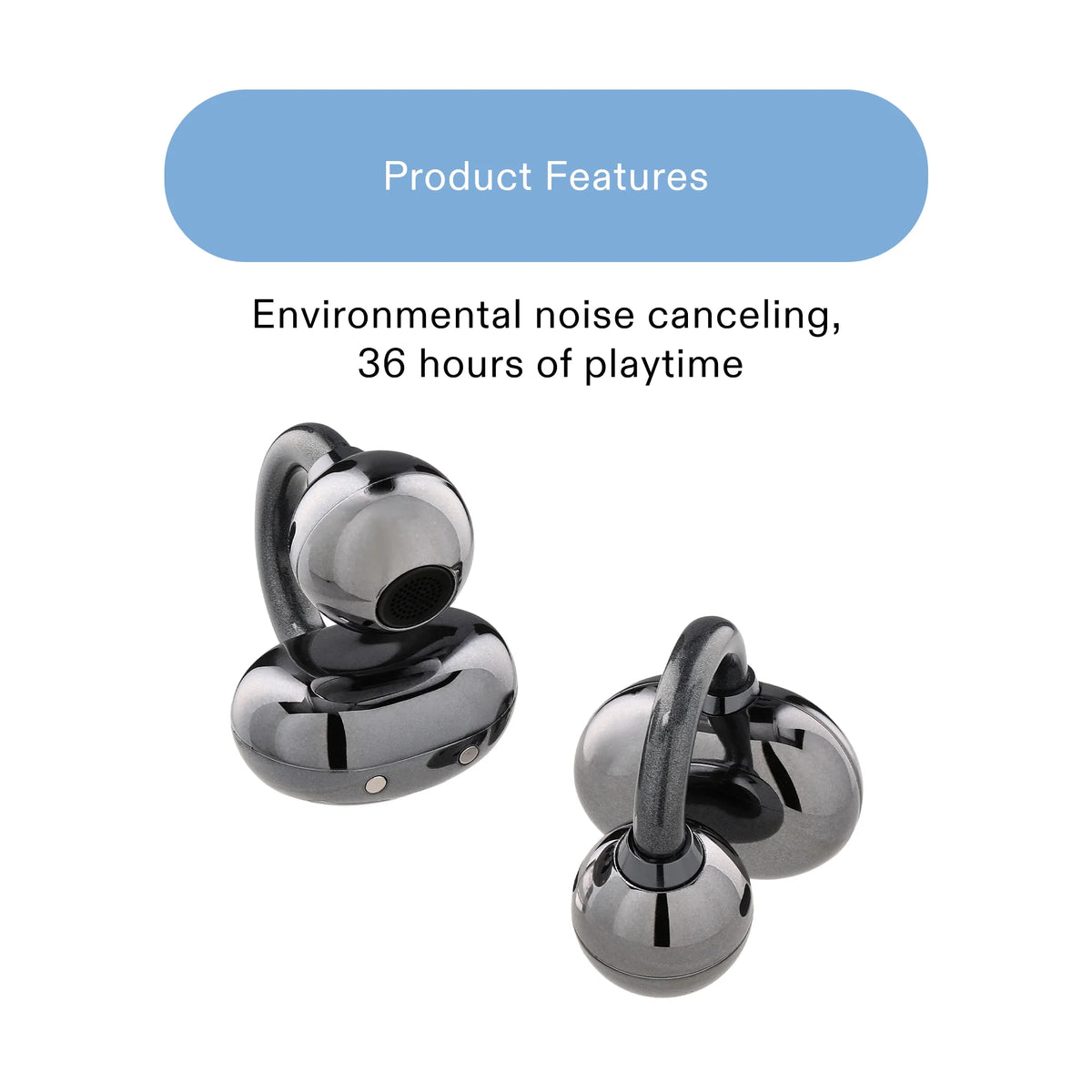 onn Nebulode Pro Open-Clip Wireless Earbuds, Blue