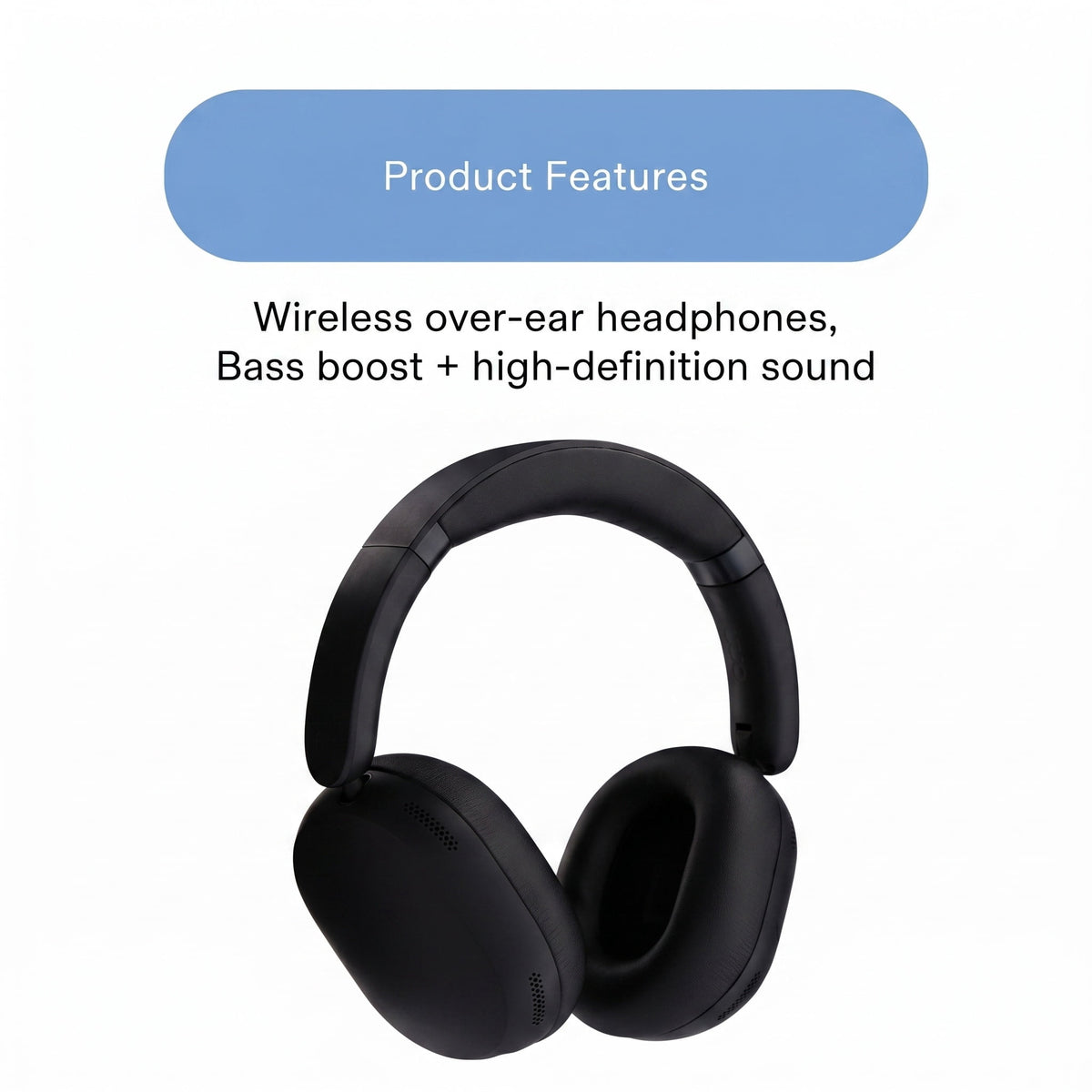 onn Hushbyte Wireless Over-Ear Headphones, Black
