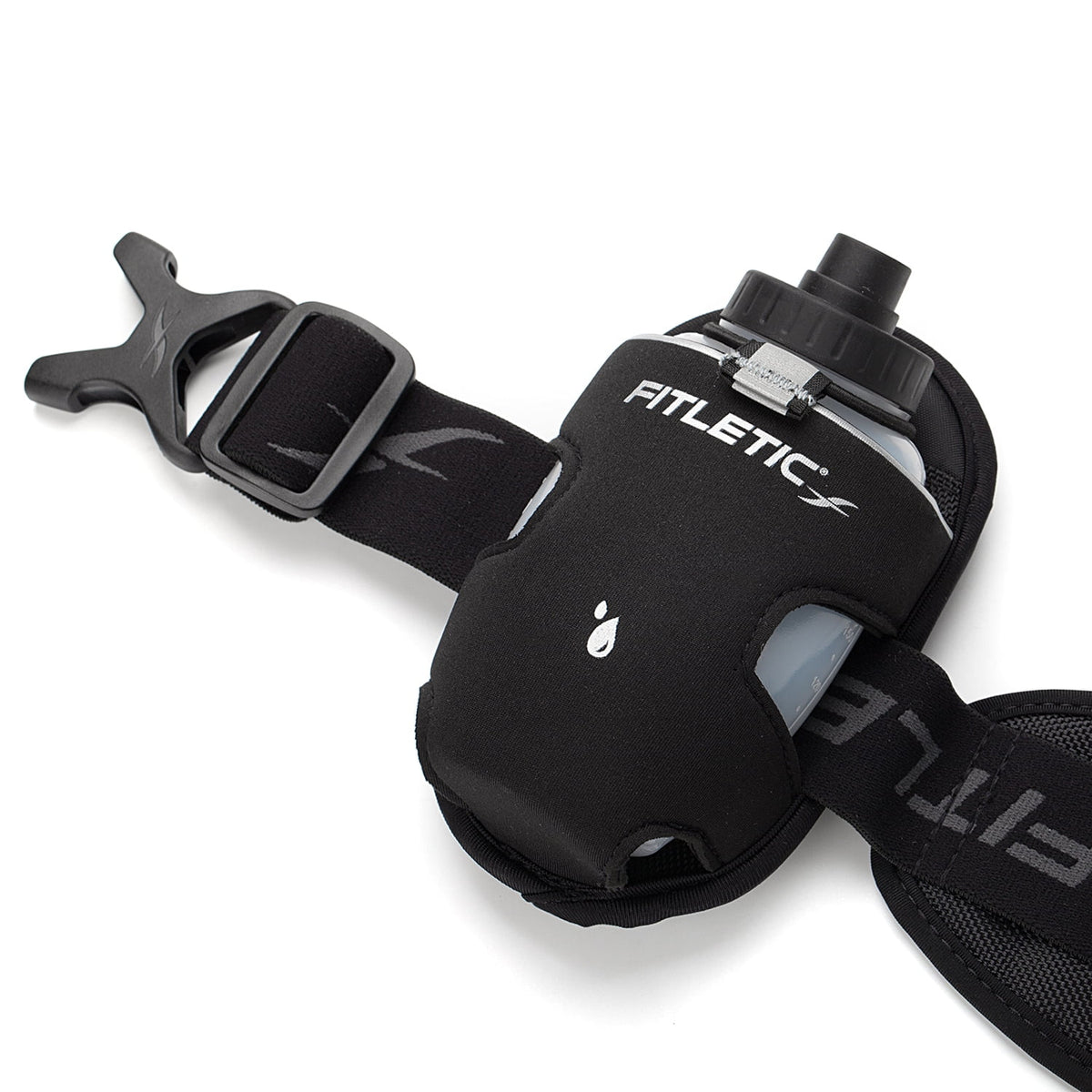 Fitletic 8 Oz Running Bottle Holder, Black, Single, Belt Add-on for Triathlon, Trail, Hiking, Sport