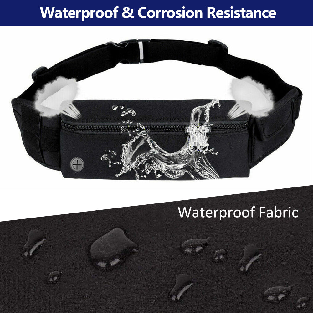 IClover Running Waist Bag Fanny Pack / Hip Pack Pouch for Man Women Sports Travel Hiking / Money for iPhone 16/15/14/ Pro Max/13/12/Pro/Max Samsung Note 20/S23 Ultra/Plus Black All Sizes