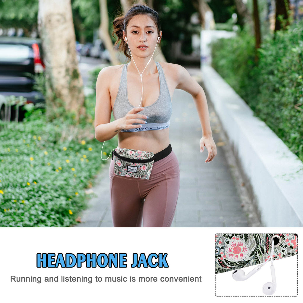 HAWEE Fanny Packs for Women - Slim Yet Spacious Waist Pack with Headphone Cord Access - Lightweight Fannie Hip Bag Great for Hiking, Walking, Biking, Running, Travel