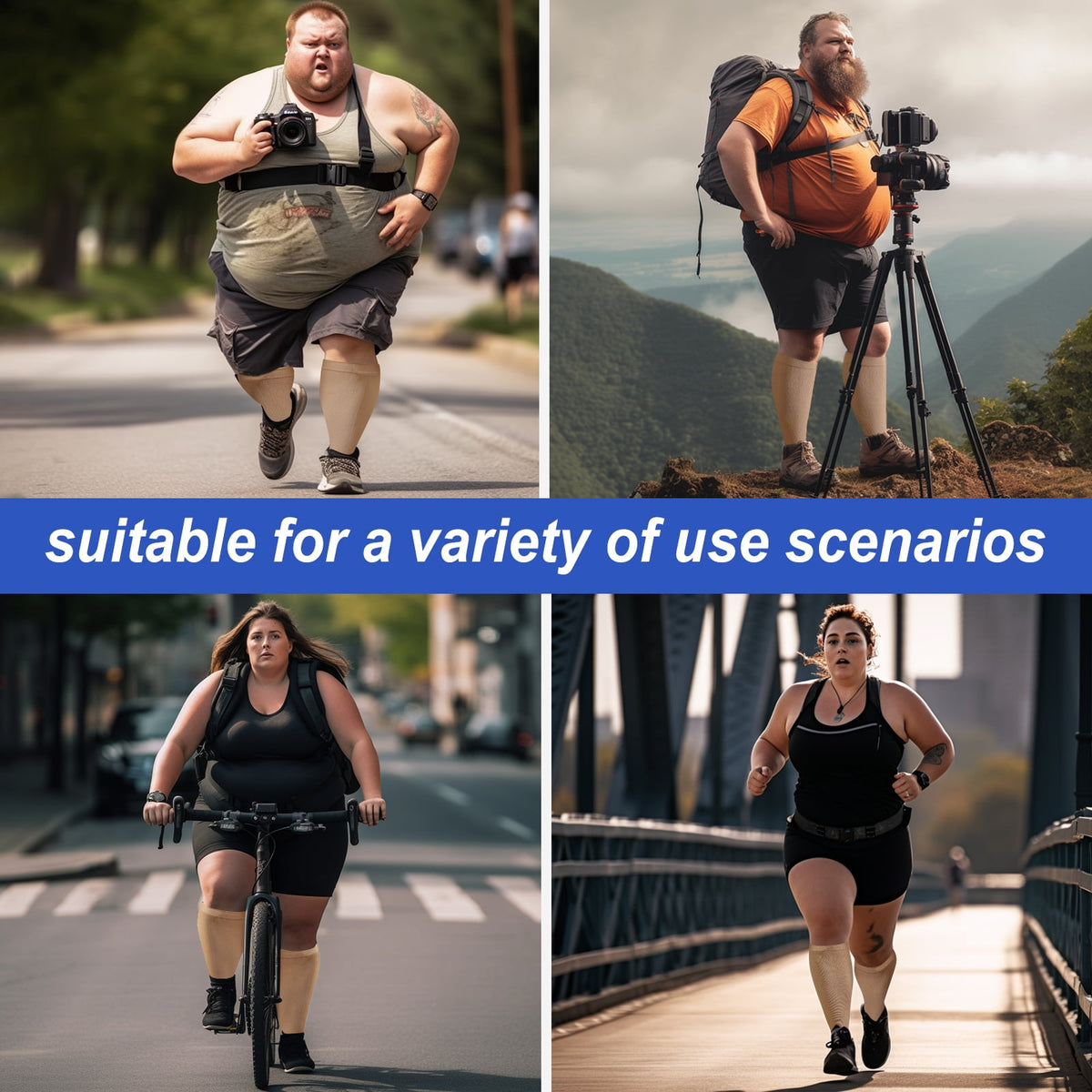 2 Pairs Wide Calf Compression Socks for Women Men AMITOFO Circulation 20-30mmHg Plus Size Knee High Support Stockings| Circulation | Nurses | Running | Travel,Beige Black 4XL