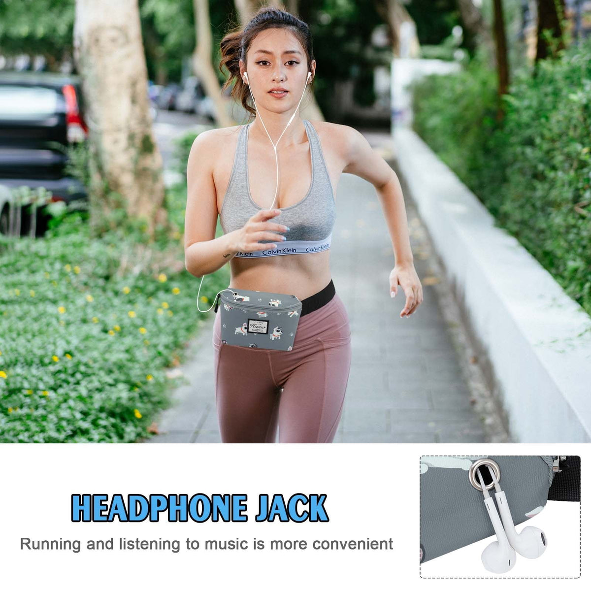 HAWEE Fanny Packs for Women - Slim Yet Spacious Waist Pack with Headphone Cord Access - Lightweight Fannie Hip Bag Great for Hiking, Walking, Biking, Running, Travel