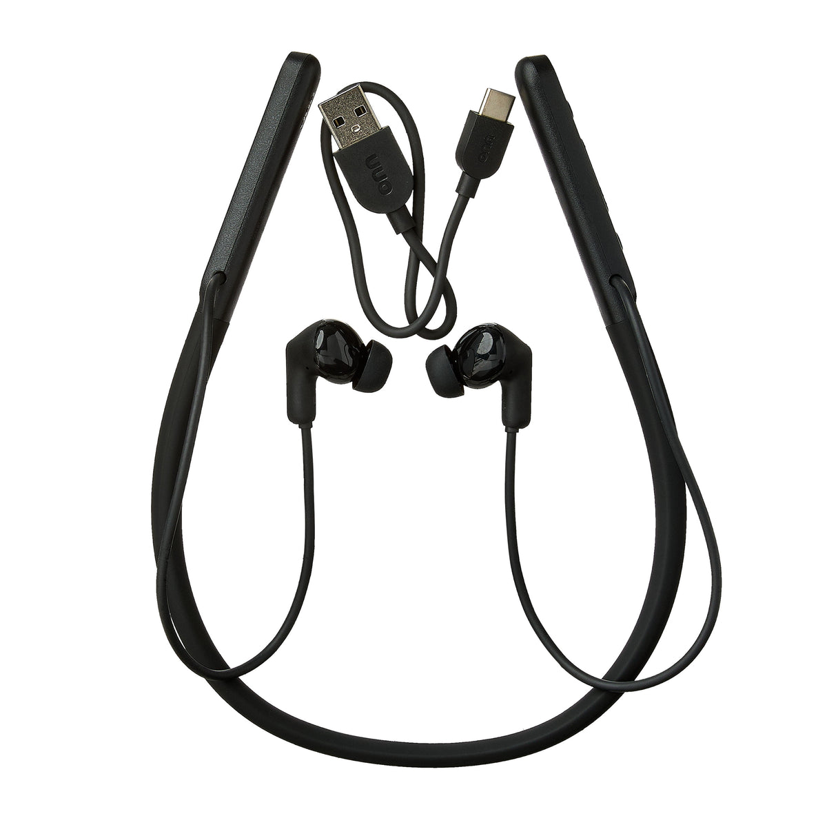 onn Active Noise Canceling Bluetooth Neckband Earphones Black